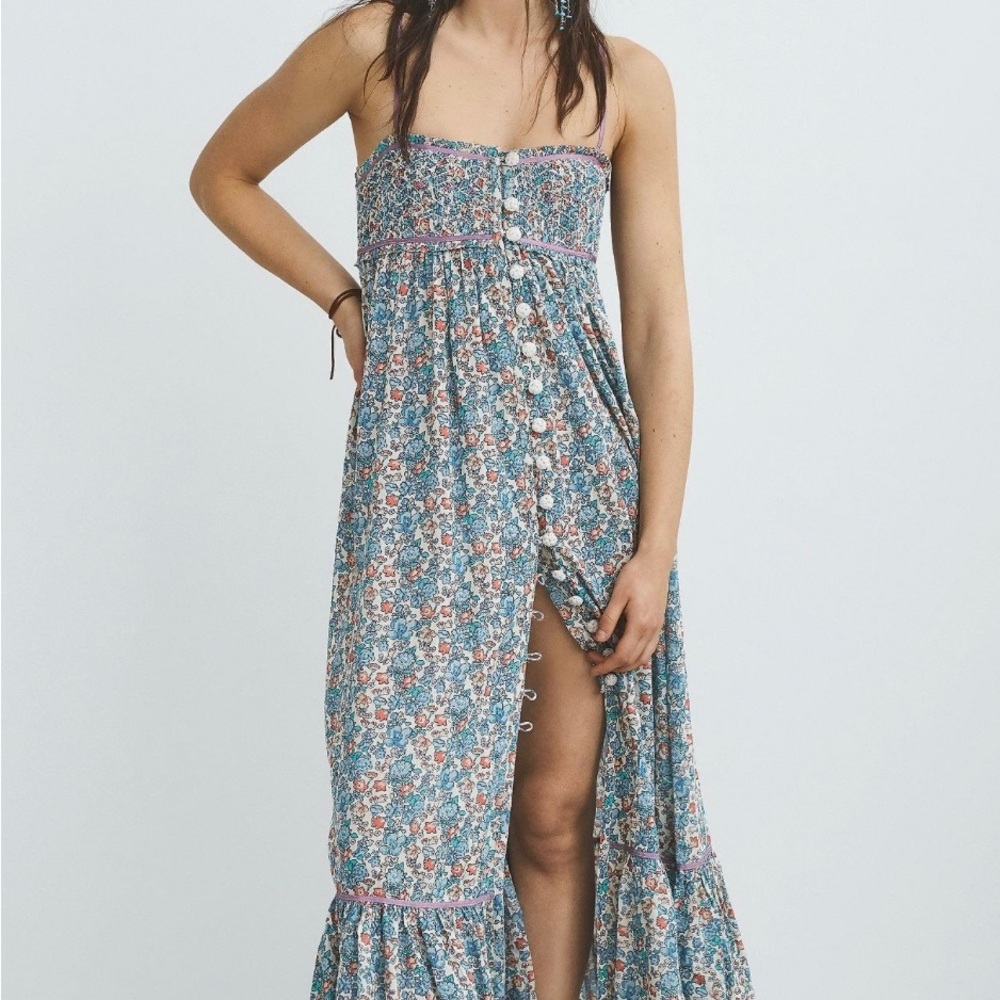 Free People Blue Molly Jo Midi Dress - Small